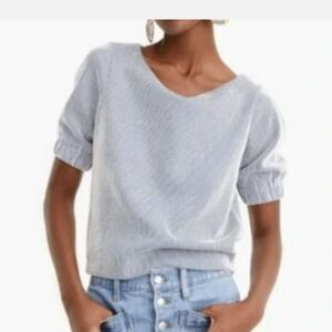 J. Crew Puff-sleeve Knit Seersucker Crop Top Size M NWT